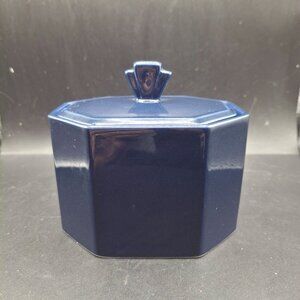 Vintage Daniel Hechter Navy Octagonal Ceramic Sugar Bowl Dresser Container
